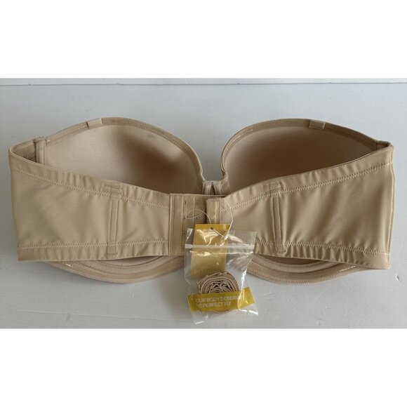 DELIMIRA Womens Strapless Push Up Bra Underwire Contour Multiway Plus 42DD Beige - Picture 2 of 6